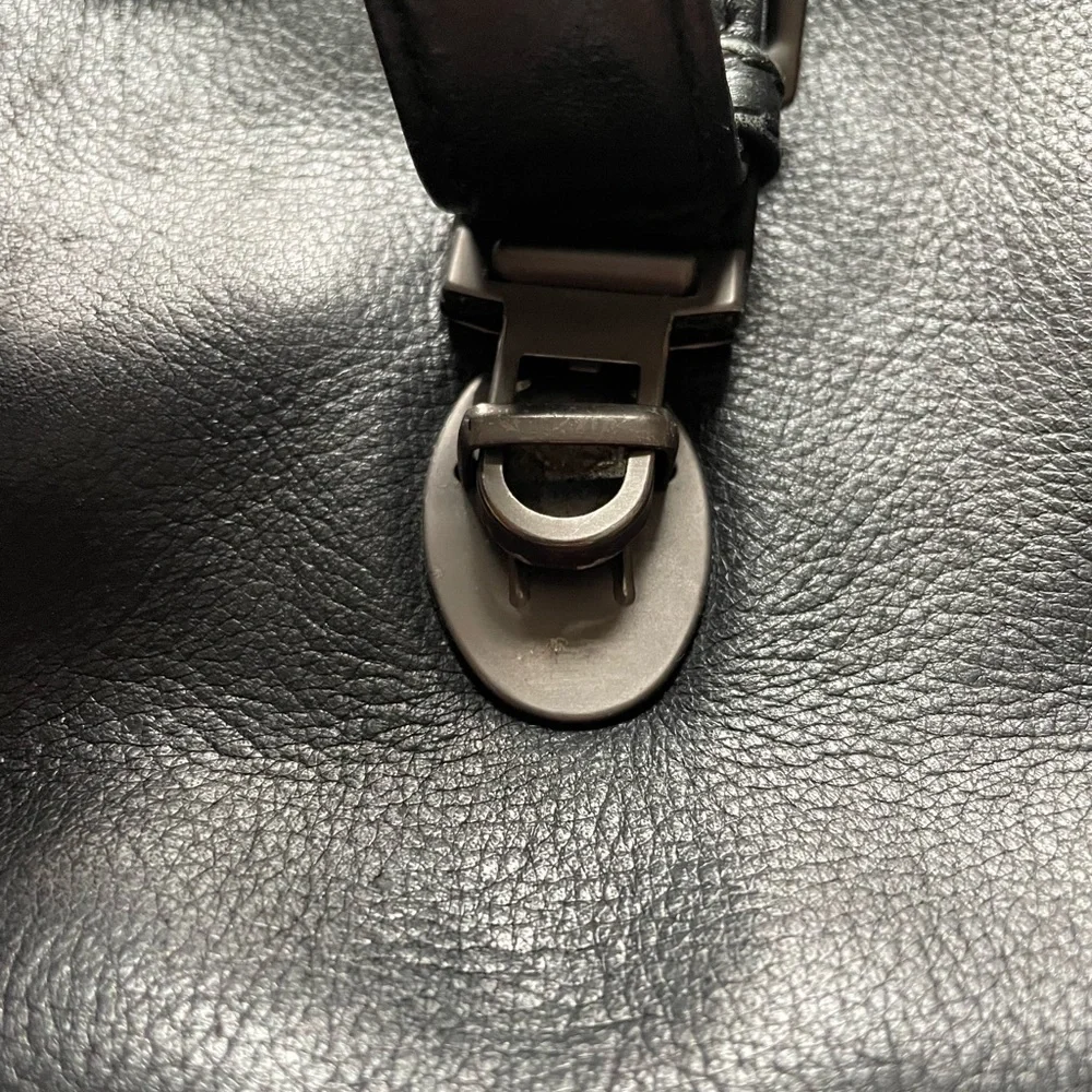 Kenneth Cole Reaction Black Leather Laptop Bag‎ Briefcase Career Work School
